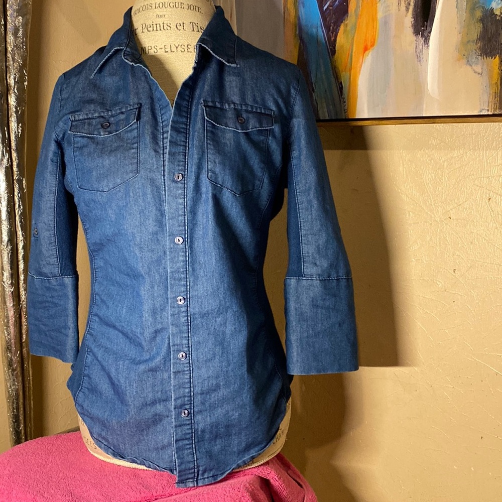 Dark Denim Stretch button down
